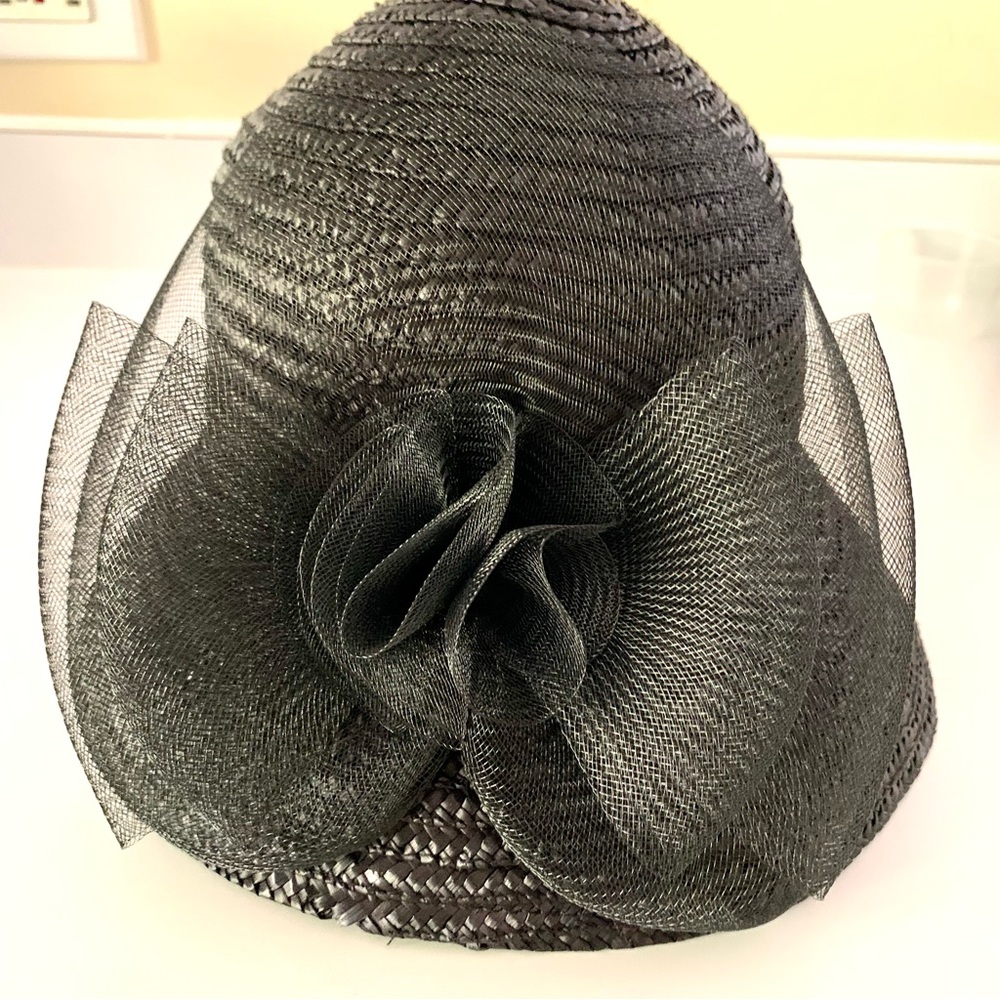 Vintage Milano Black Straw Bow Hat